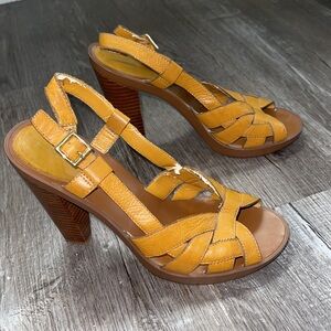SOLD Nine West Leather Braided Tan Strappy Heels